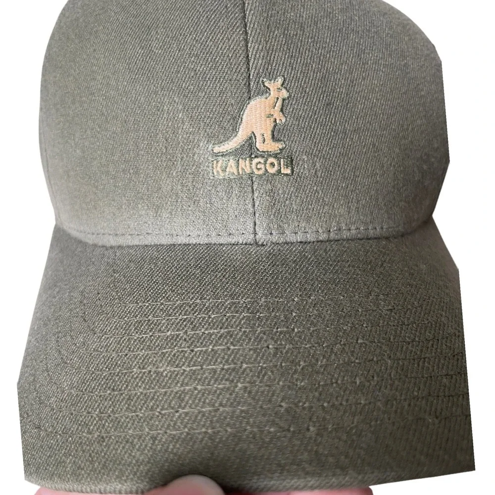 Kangol Wool Flexfit Baseball Cap‎ L/XL Olive Green Curved Brim Logo Hat Preppy